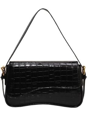 〽️ Women's Alligator Black Pu Leather 2 Removable Strap Zipper Closure Tote Bag